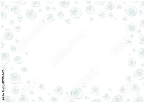水滴フレームの清潔感ある背景素材｜Water Droplets Frame Background with Clean White Space