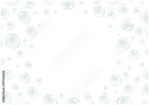 水滴フレームの清潔感ある背景素材｜Water Droplets Frame Background with Clean White Space