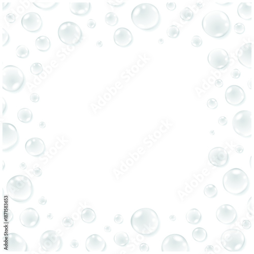 水滴フレームの透明感のある正方形背景素材｜Water Droplets Background with Fresh Clean Look