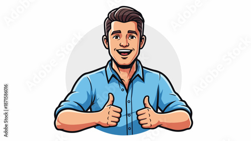 A cartoon man giving thumbs up
