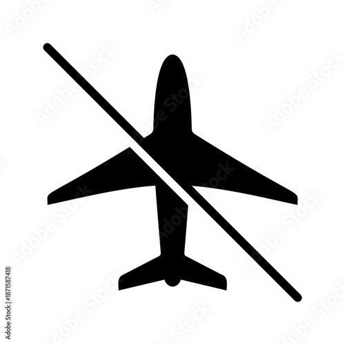 Forbidden Prohibited Warning, caution, attention, restriction label danger. No airplane vector icon. Do not use plane sign design. No airport symbol flat pictogram. 
