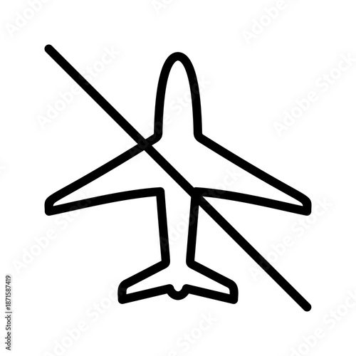 Forbidden Prohibited Warning, caution, attention, restriction label danger. No airplane vector icon. Do not use plane sign design. No airport symbol flat pictogram. 