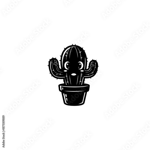 Cute Smiling Potted Cactus