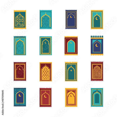 Collection of Colorful Prayer Cards with Mosque.