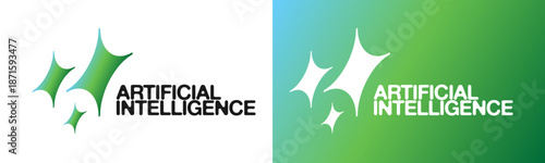 Futuristic AI badge combines a digital star icon with a clean circular brand identity. This innovative logo design symbolizes machine learning and smart bot technology for business applications.