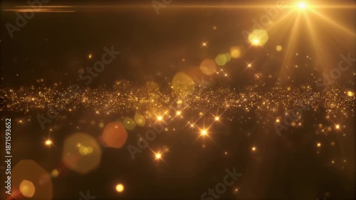 Spark shining light overlay with slow motion floating golden sparks soft atmosphere cinematic glow depth