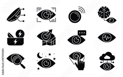 Electronic eye with neural network connection is a futuristic high technology concept