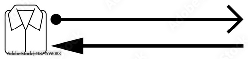 Shirt delivery symbol. Arrow and shirt icon communicate movement, direction, and shipping. Shirt delivery for logistics, e-commerce, operations, apparel industry, packaging solutions