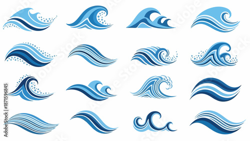 A collection of blue wave graphics