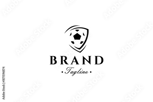 Football soccer logo with shield badge emblem vector design template