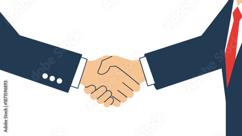 Business Partnership Illustration: Two Men Shake Hands in Agreement and Success