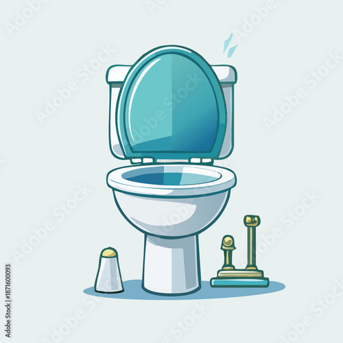 Clean and modern toilet with accessories in bathroom.