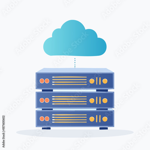 Cloud Computing Server Rack Data Storage Technology.
