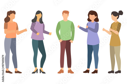 Casual People Standing and Talking Illustration