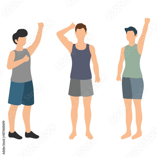 Three Men Standing in Tank Tops Illustration