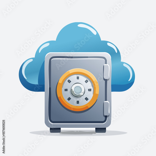 Cloud Storage Security - Digital Safe Box Protecting Data.