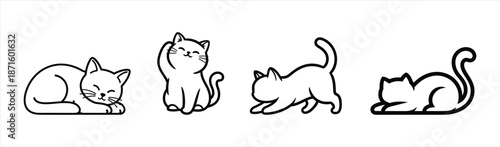 Cute cat illustrations depicting a variety of common kitty actions