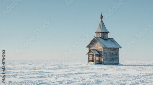 Winter church isolated snow landscape