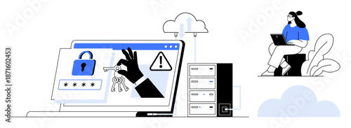 Cybersecurity concept. Cybersecurity tools ensure password safety and prevent unauthorized access. Cybersecurity solutions protect sensitive data and maintain online security. For IT, finance, cloud