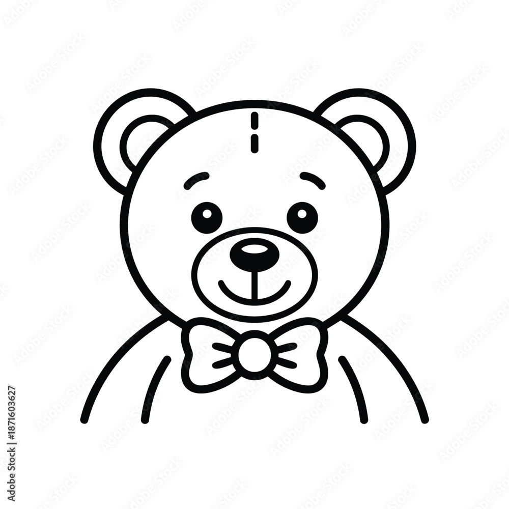 Fototapeta premium Teddy Bear Line Art: A charming line drawing of a teddy bear, exuding a sense of simple joy and nostalgia. Ideal for designs where minimalistic aesthetics are key.