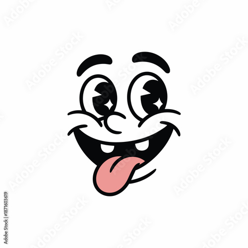 Playful Expression: An animated face full of joy, showcasing a gleeful grin and an expressive tongue. 