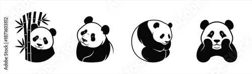 Collection of Adorable Panda Illustrations in Various Poses
