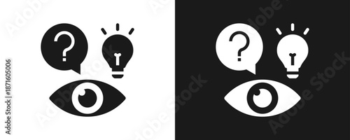 Curiosity Icon Set In White And Black Background