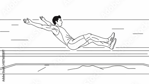 Man in mid air athletic jump.