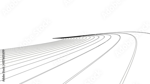 Railway tracks disappearing into distance.