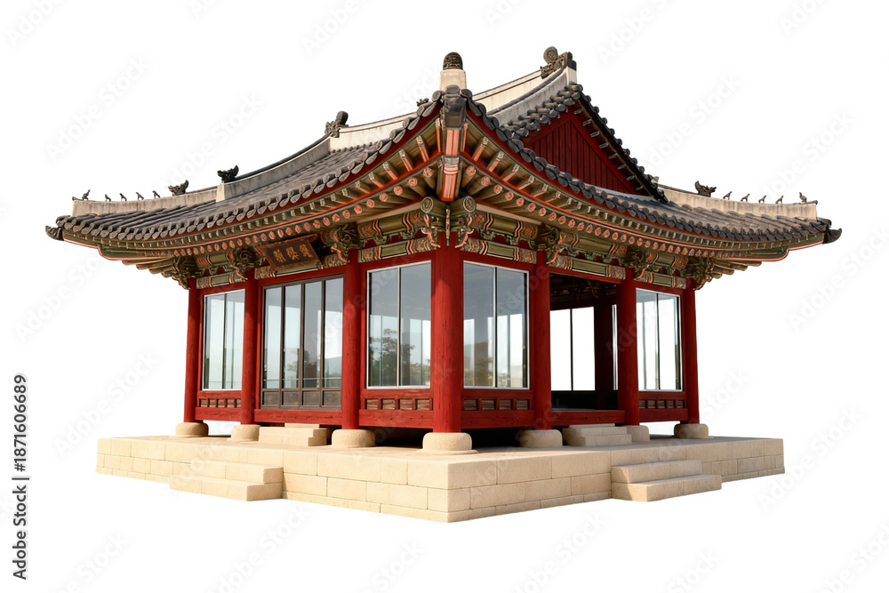 Obraz premium Traditional Korean Pavilion with Glass Walls