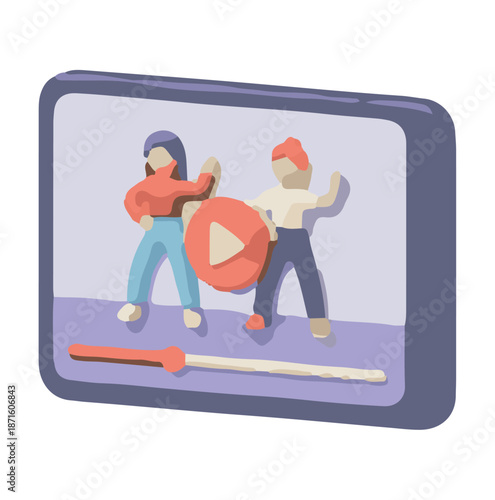 Tablet screen displaying dance challenge video content vector illustration.