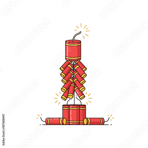 Red Firecracker Bundle Celebration Festive Sparklers Chinese New Year Tradition Entertainment Outdoors