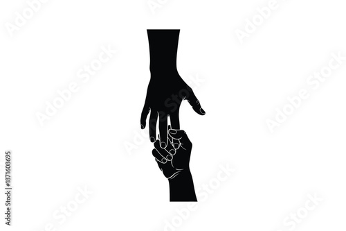 Silhouette of a robotic hand grasping a mechanical wrist and forearm silhouette