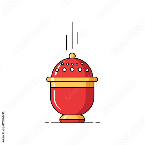 Ceremonial Ritual Object With Decorative Gold Accents Emitting Wisps Of Smoke Isolated On White Background