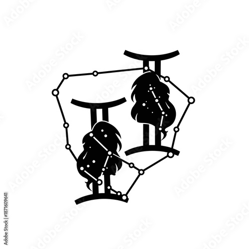 Constellation Silhouette Vector Icon - Star Sign Map Black Shape on White Background - Minimalist Zodiac Symbol