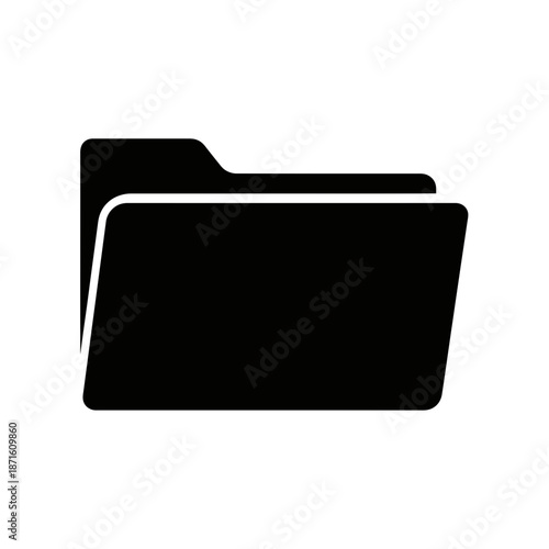 File Folder Silhouette Vector Icon - Document Holder Black Shape on White Background - Minimalist Office Icon