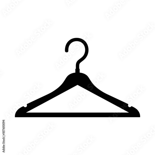 Hook Metal Hanger Silhouette Vector Icon - Hardware Icon Black Shape on White Background - Minimalist Utility Symbol