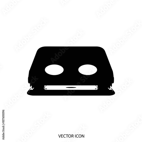 Hole Puncher Paper Tool Silhouette Vector Icon - Office Supply Black Shape on White Background - Minimalist Stationery Symbol