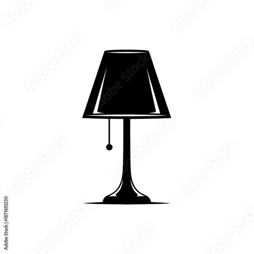 Table Lamp Silhouette Vector Icon - Light Fixture Black Shape on White Background - Minimalist Decor Symbol