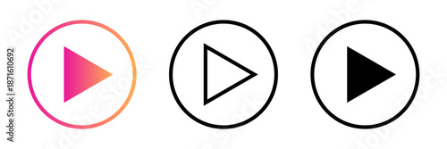 再生ボタンの円形アイコンセット素材 /Play Button Circle Icon Set