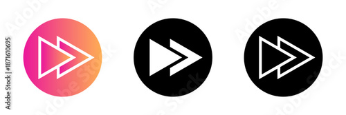 早送りボタンの円形アイコンセット素材 /Fast Forward Button Circle Icon Set