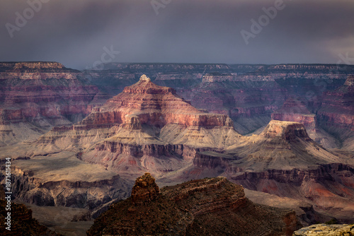 Scenic sunset view of Cathedral Rock red sandstone formations in Sedona, Arizona