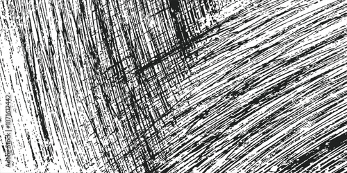 Black White Abstract Grunge Texture with Rough Scratches, Distressed Overlay Background