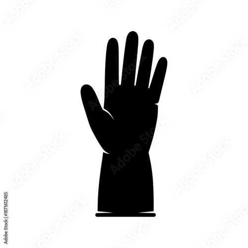 Rubber Glove Protection Silhouette Vector Icon - Cleaning Gear Black Shape on White Background - Minimalist Hygiene Symbol