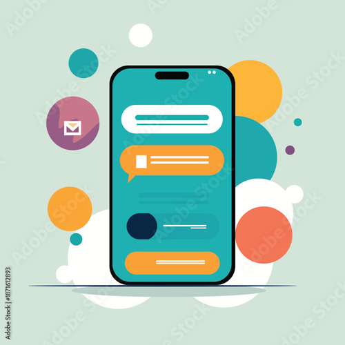 Mobile Chat Messaging Interface on Smartphone Flat Vector Illustration