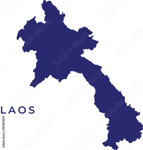 Laos Country Map Blue Silhouette