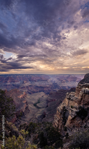 Vertical panorama view looking deep into the Grand Canyon from the South Rim, Arizona (Vertorama)