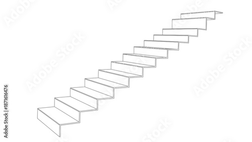 3d render illustration of a business career stairway to success showing a keyboard growth concept with an arrow symbol pointing up the light toward achievement and a staircase way to heaven
