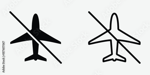 no airplane symbol, forbidden flight sign (prohibition icon)