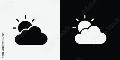 Cloudy Day icon symbol collection. Flat vector stock illustration. Vector Illustration of Cloud with sun icon